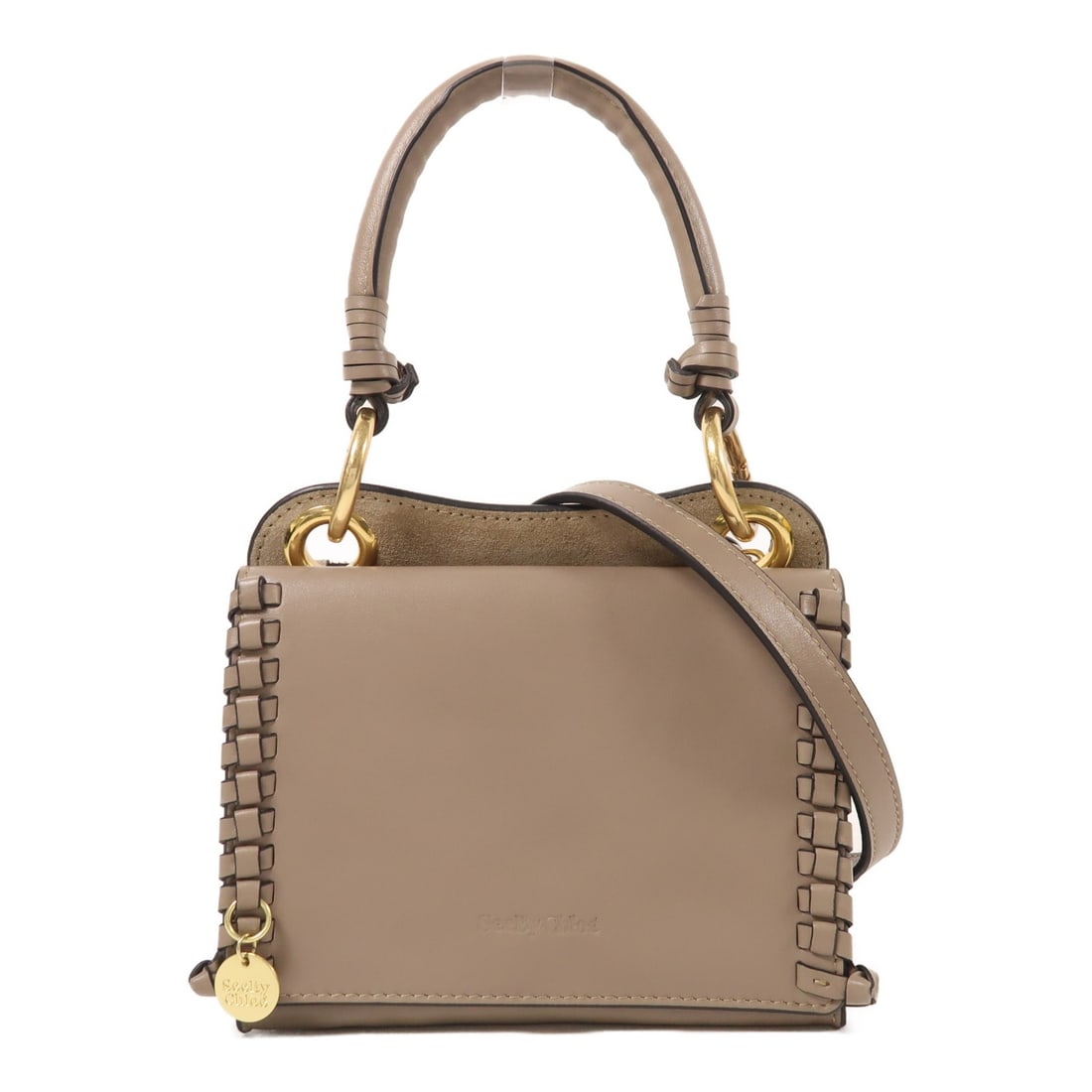 SEE BY CHLOE Grey Calfskin 2 Way Shoulder Bag: SEE BY CHLOE Grey Calfskin 2 Way Shoulder Bag This SEE BY CHLOE 2 Way Shoulder Bag is crafted from high-quality calfskin leather in a sophisticated gray hue. Designed for versatility, it can be worn a