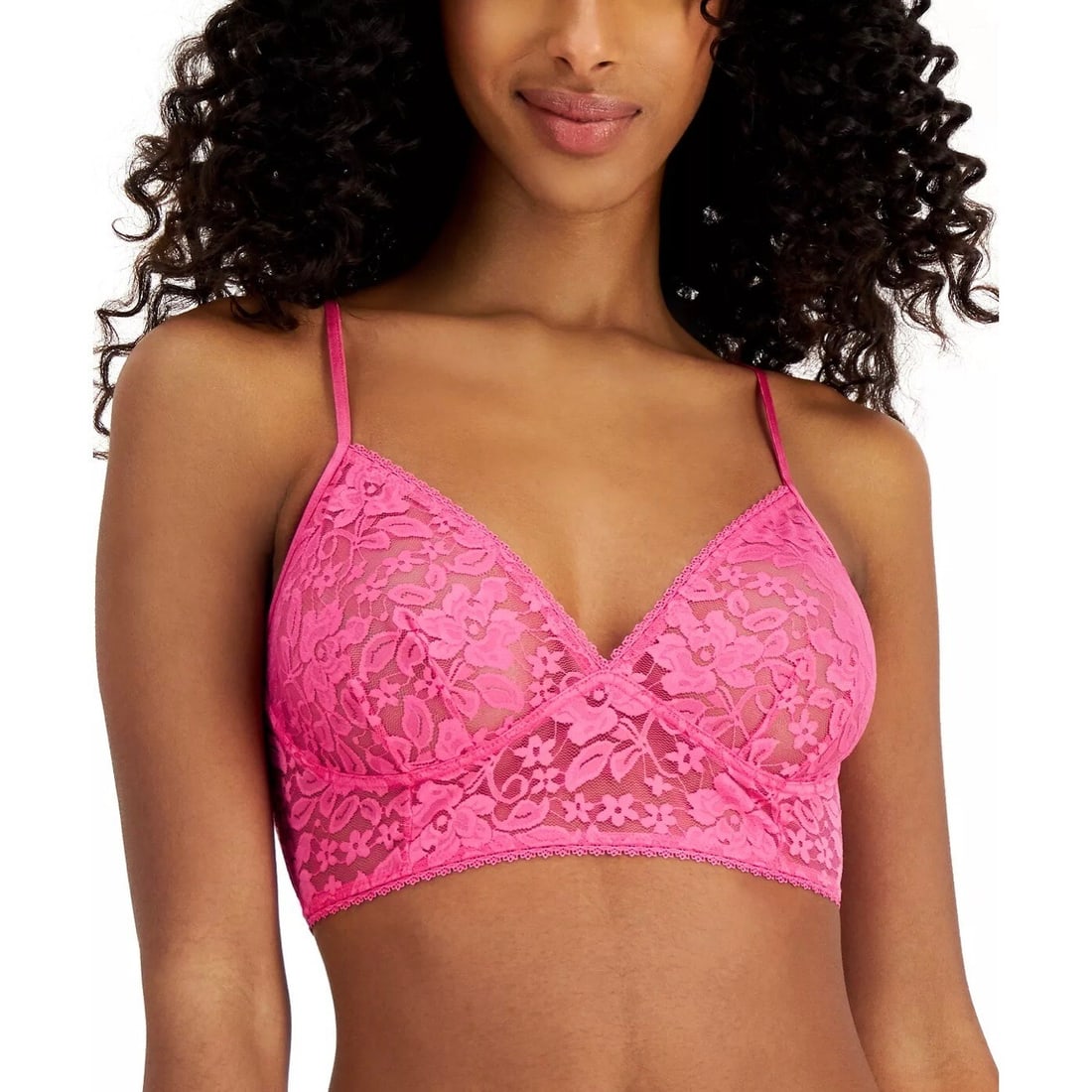 I.N.C. Women's Pink Lace Wireless Bralette with Adjustable Straps: I.N.C. Women's Pink Lace Wireless Bralette with Adjustable Straps Elevate your lingerie collection with this beautifully designed Women's Lace Bralette from I.N.C. International Concepts. Featuring a