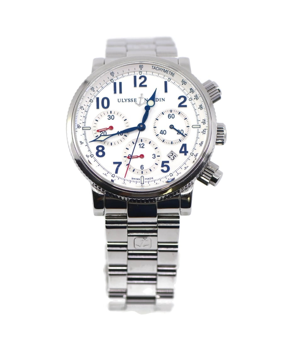 Ulysse Nardin Marine Chronograph Watch Stainless Steel 353-88: Ulysse Nardin Marine Chronograph Watch Stainless Steel 353-88 This Ulysse Nardin Marine Chronograph wristwatch combines elegance and precision in a robust stainless steel design. Featuring a classic w