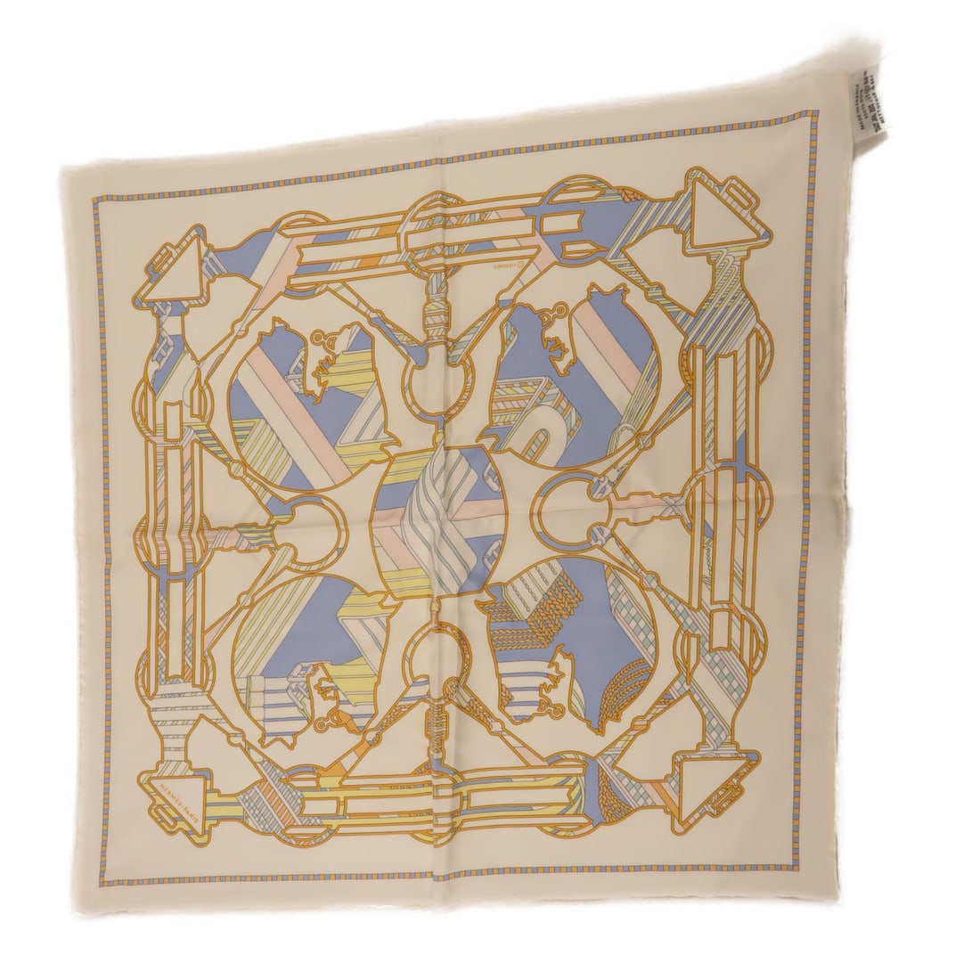HERMES White Silk Scarf Elegant Accessory (1 of 7)