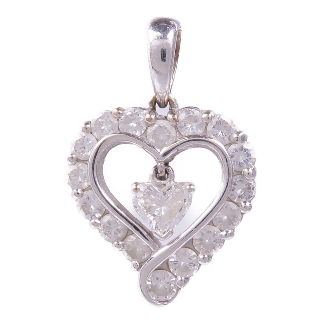 Diamond Pendant Top in 18K White Gold by JEWELRY: Diamond Pendant Top in 18K White Gold by JEWELRY This exquisite pendant top features a stunning diamond set in luxurious 18K white gold (K18WG). The clear color of the diamond beautifully complements