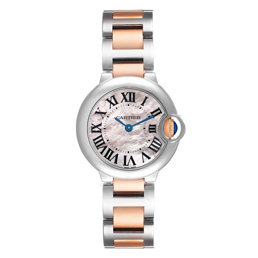 Cartier Ballon Bleu Ladies Watch Pink MOP Dial Ref 3009/W6920034: Cartier Ballon Bleu Ladies Watch Pink MOP Dial Ref 3009/W6920034 Discover the elegance of the Cartier Ballon Bleu, designed specifically for ladies. This exquisite timepiece features a stunning pink m