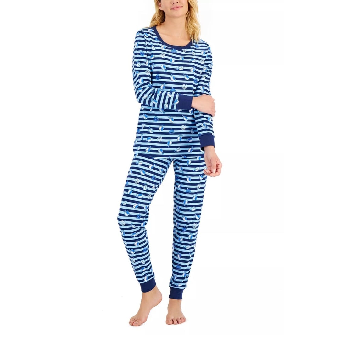 Matching Women's Hanukkah Pajama Set Blue XL by Family Pajamas: Matching Women's Hanukkah Pajama Set Blue XL by Family Pajamas Celebrate the holiday season in style with this Matching Women's Hanukkah Family Pajama Set in a delightful blue color. This cozy two-pie