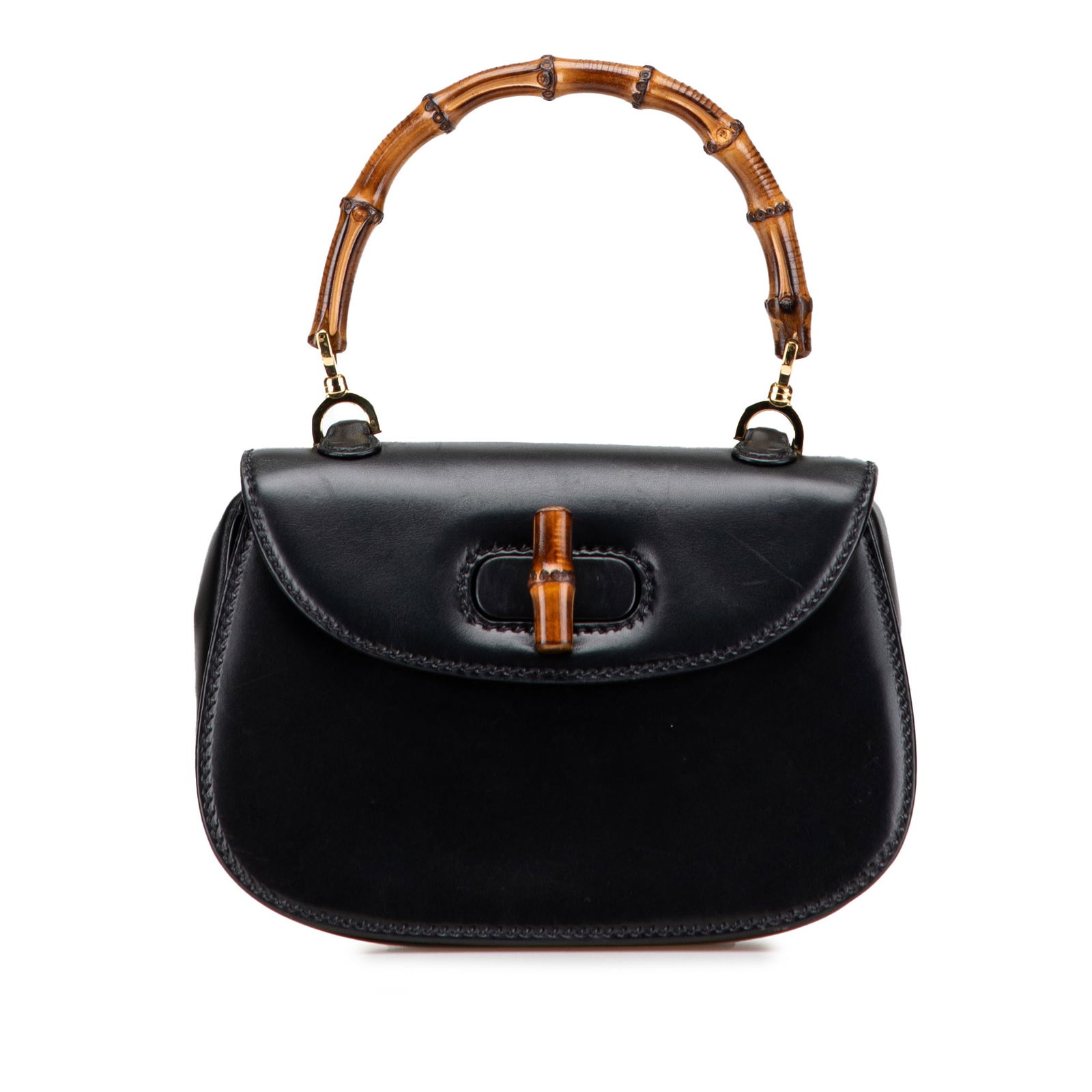 Gucci Calfskin Bamboo Night Handbag Black Leather Italy: Gucci Calfskin Bamboo Night Handbag Black Leather Italy The Gucci Calfskin Bamboo Night handbag is a stunning accessory crafted from premium leather. This elegant bag features a unique bamboo top hand