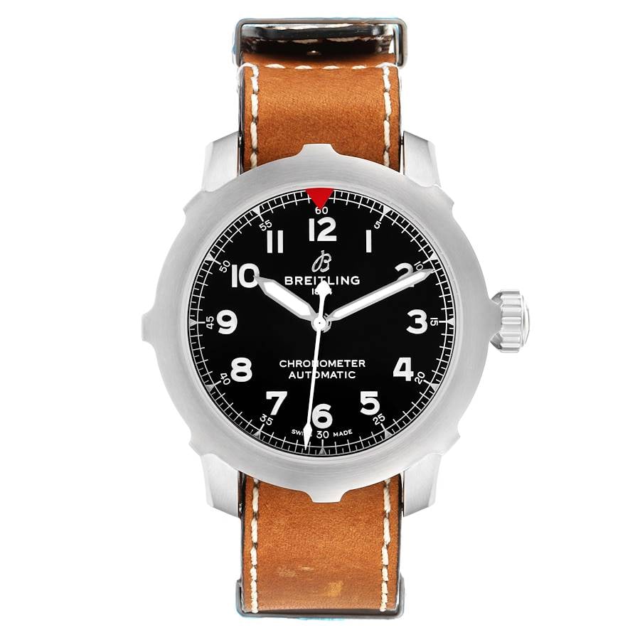 Breitling Navitimer Aviator Super 8 Ref AB2040 Black Dial Brown Leather Strap with Papers 2024: Breitling Navitimer Aviator Super 8 Ref AB2040 Black Dial Brown Leather Strap with Papers 2024 Experience precision and elegance with the Breitling Navitimer Aviator Super 8 B&P, designed for men. Thi