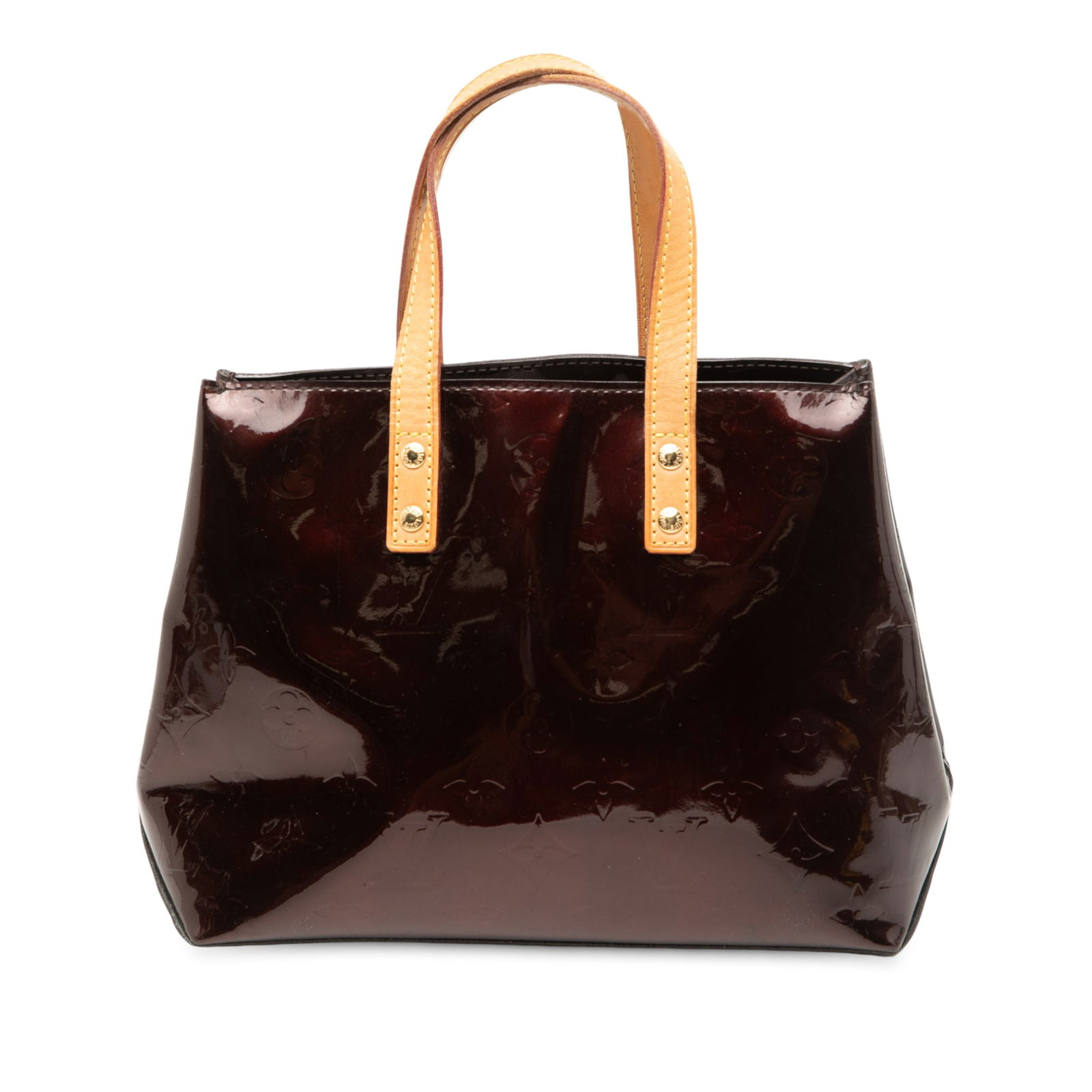 Louis Vuitton Monogram Vernis Reade PM Purple Leather Handbag: Louis Vuitton Monogram Vernis Reade PM Purple Leather Handbag The Louis Vuitton Monogram Vernis Reade PM is a chic handbag crafted from luxurious monogram vernis leather. It features flat vachetta lea