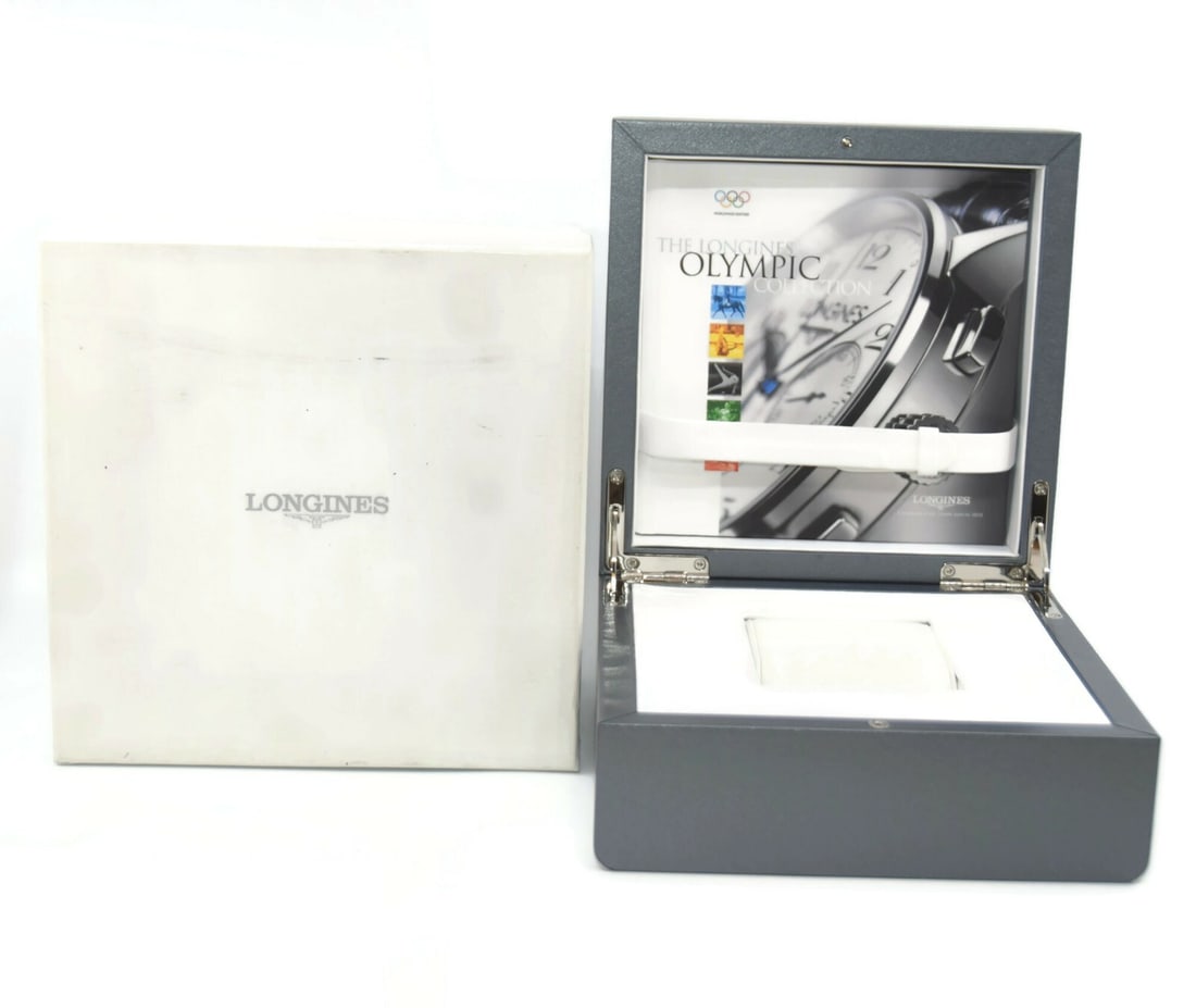 Authentic Longines Olympic Collection Watch Presentation Box 8x8x5: Authentic Longines Olympic Collection Watch Presentation Box 8x8x5 This Longines Olympic Collection Watch Box is a stylish and sophisticated presentation box designed specifically for watch enthusiast