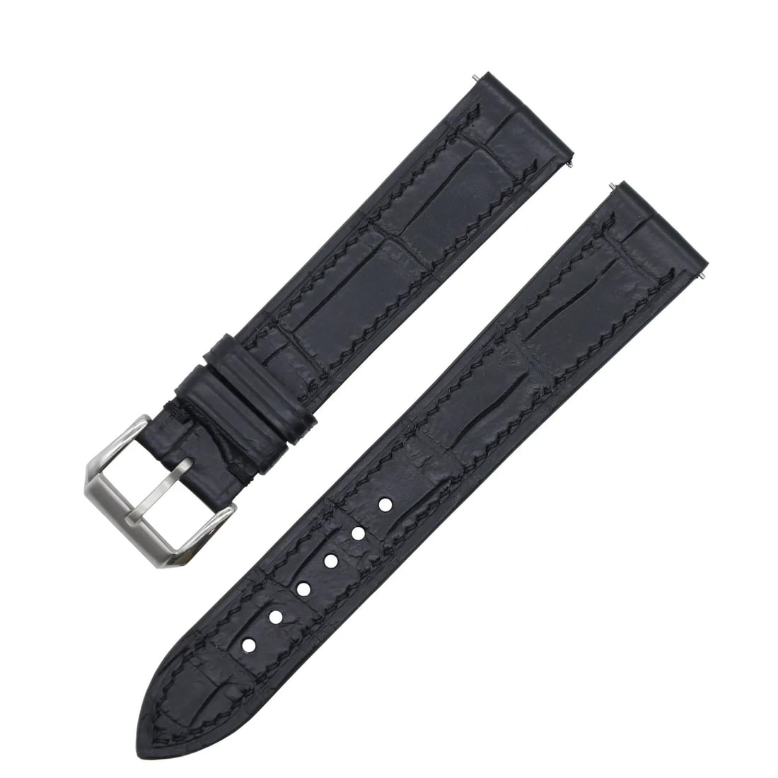 Luxury 22mm x 18mm Black Alligator Leather Strap for Rolex Sky-Dweller: Luxury 22mm x 18mm Black Alligator Leather Strap for Rolex Sky-Dweller Elevate your timepiece with this exquisite Black Alligator Leather Strap Band, designed specifically to fit Rolex Sky-Dweller mod
