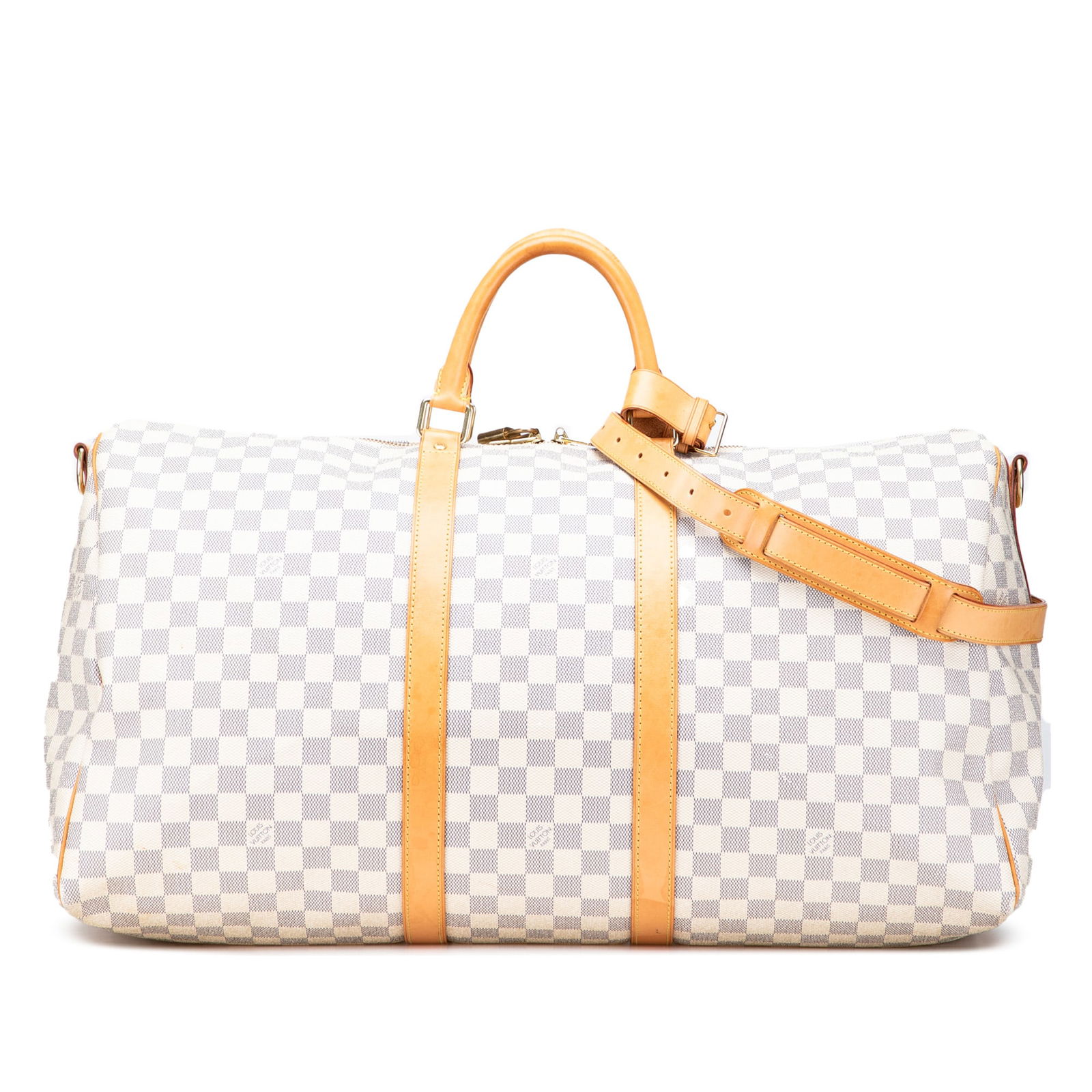 Louis Vuitton Damier Azur Keepall Bandouliere 55 Travel Bag: Louis Vuitton Damier Azur Keepall Bandouliere 55 Travel Bag Introducing the Louis Vuitton Damier Azur Keepall Bandouliere 55, a stylish and functional travel bag crafted from the iconic damier azur ca
