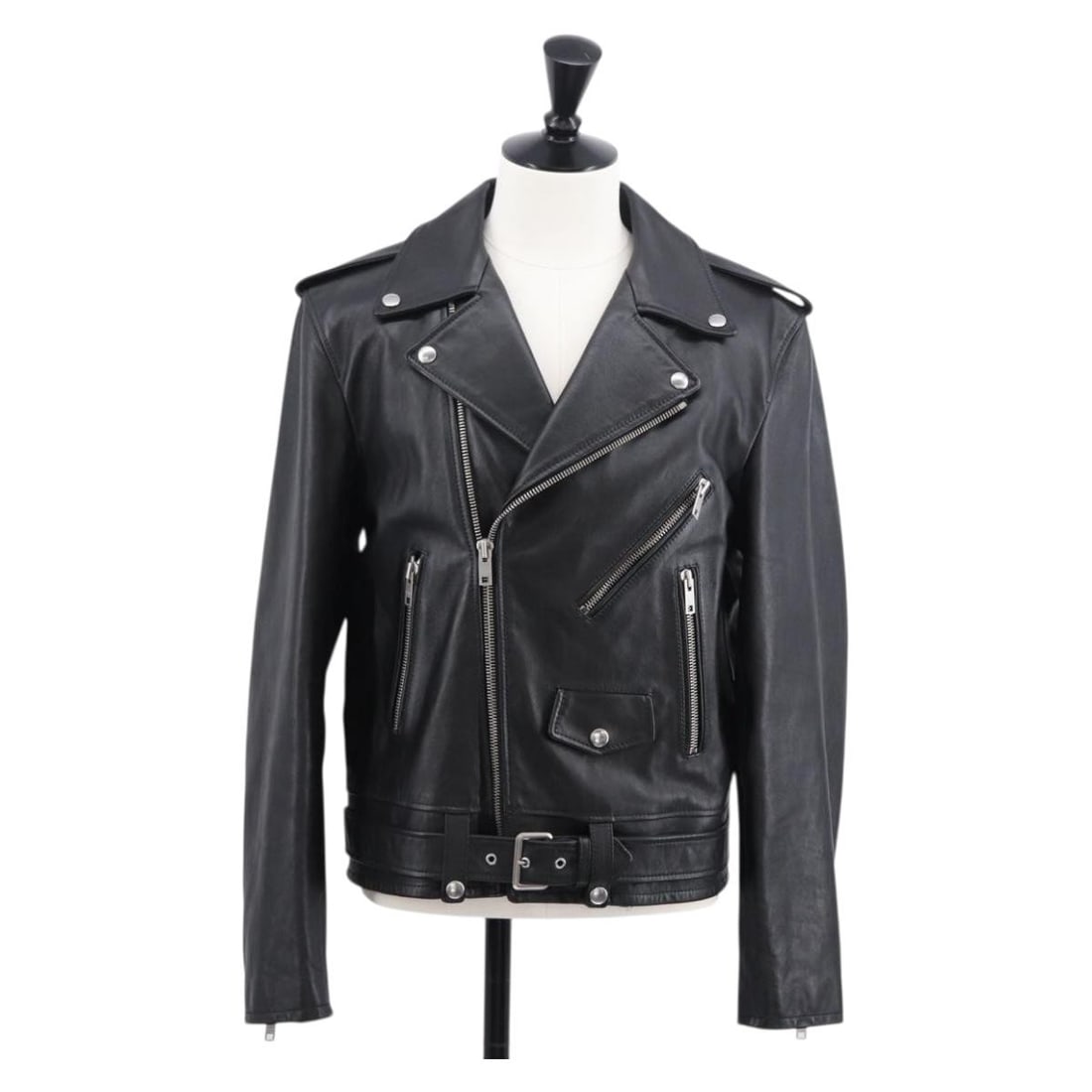 CELINE Black Leather Riders Jacket 50 Made in Italy Auth (1 of 16)