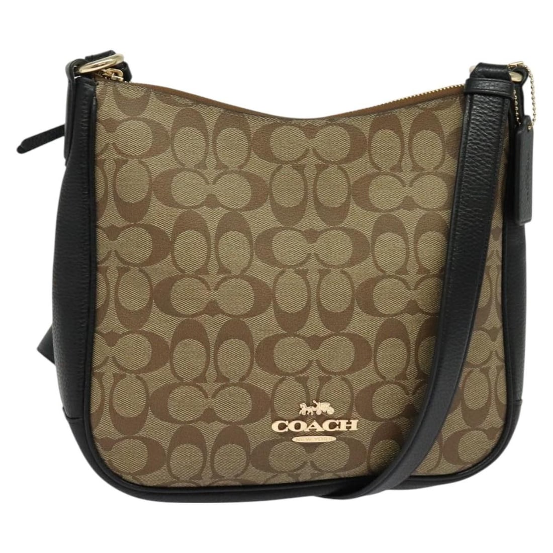 Coach Signature Shoulder Bag PVC Beige Gold Authentic: Coach Signature Shoulder Bag PVC Beige Gold Authentic Elevate your style with this Coach Signature Shoulder Bag, crafted from durable PVC leather in a chic beige and gold color scheme. This stylish sh