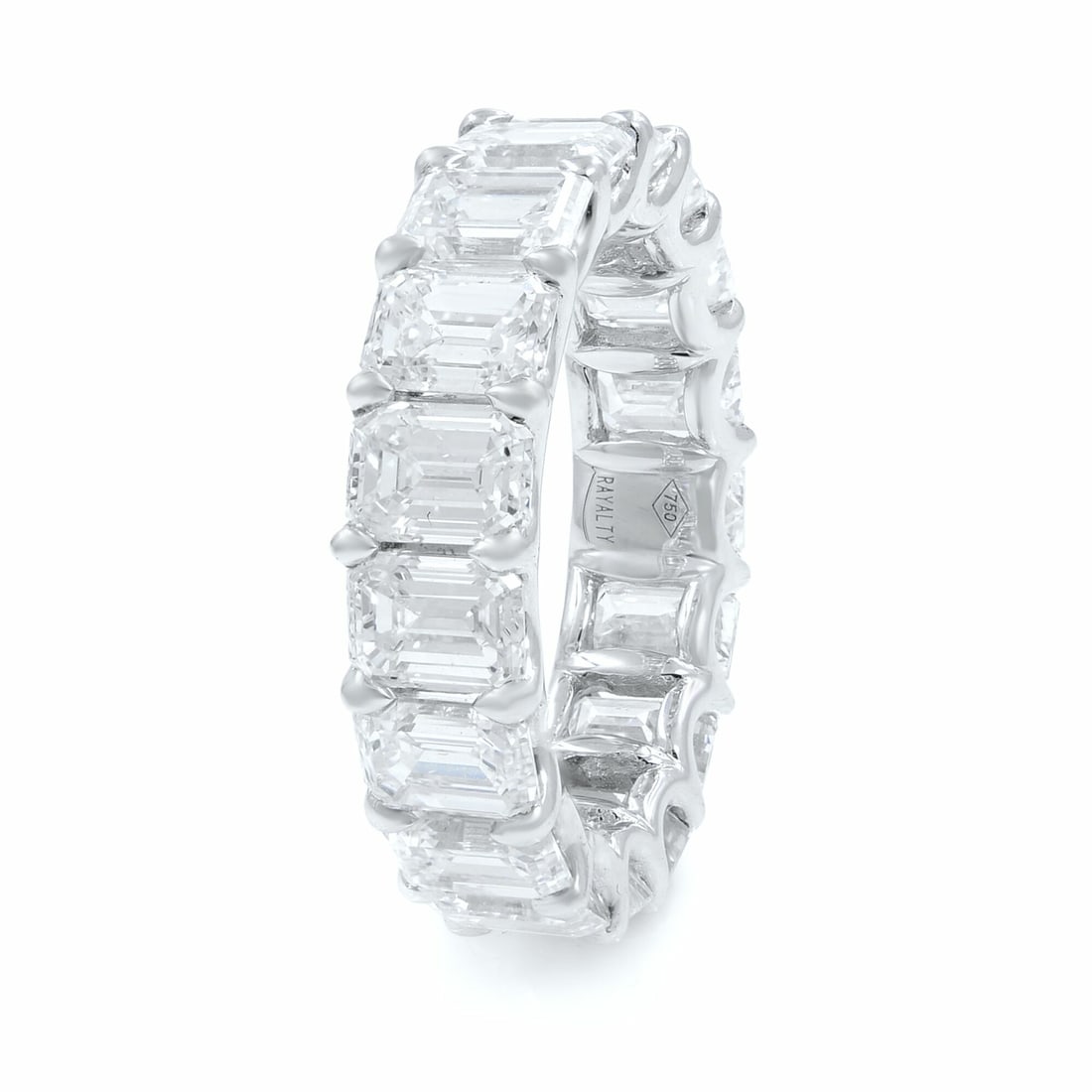 Rachel Koen 18K White Gold 6.81ct U-shape Emerald Cut Diamond Anniversary Ring: Rachel Koen 18K White Gold 6.81ct U-shape Emerald Cut Diamond Anniversary Ring This exquisite U-shape Emerald Cut Diamond Anniversary Ring is crafted in luxurious 18K white gold and features an impres