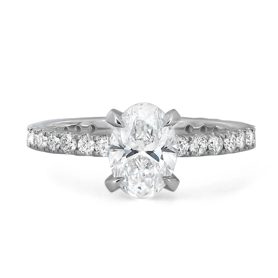 Rachel Koen 14K White Gold Engagement Ring 1.68CT Oval Lab Grown Diamond GIA Certified: Rachel Koen 14K White Gold Engagement Ring 1.68CT Oval Lab Grown Diamond GIA Certified This exquisite engagement ring features a stunning oval cut lab grown diamond set in a secure four-prong setting,