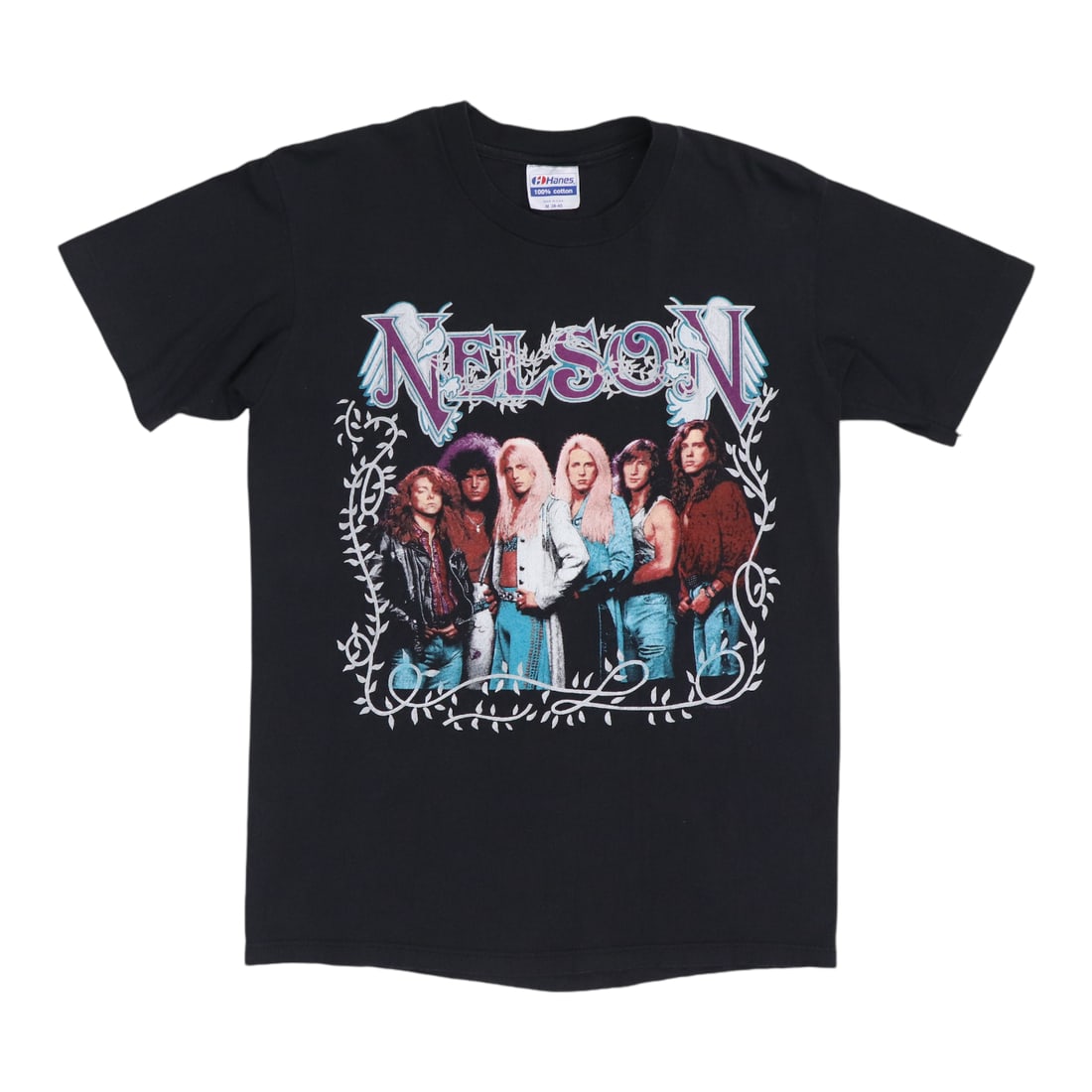 Vintage 1990s Nelson Black Shirt with Graphics: Vintage 1990s Nelson Black Shirt with Graphics Discover this original vintage 1990s Nelson Shirt, a true collectible piece, showcasing both front and back graphics. This shirt is in excellent conditio