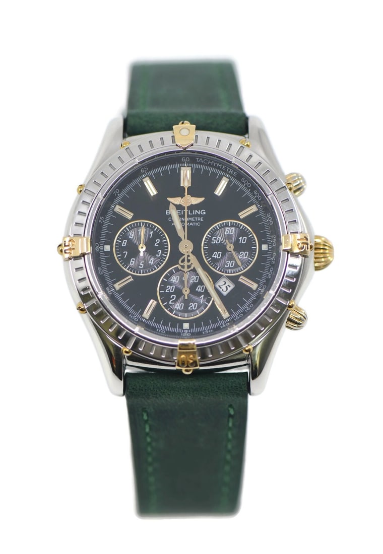 Breitling Chronograph 18K Stainless Steel Watch Ref B35312: Breitling Chronograph 18K Stainless Steel Watch Ref B35312 This exquisite Breitling Chronograph watch combines luxury and functionality. Crafted with an 18K gold and stainless steel case, this wristwa