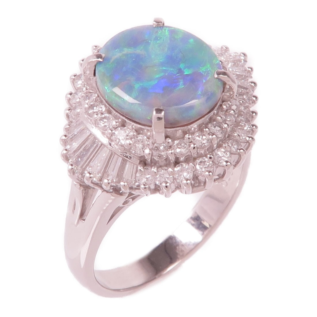 JEWELRY Black Opal Diamond Ring in Platinum PT900 US Size 6 (1 of 9)