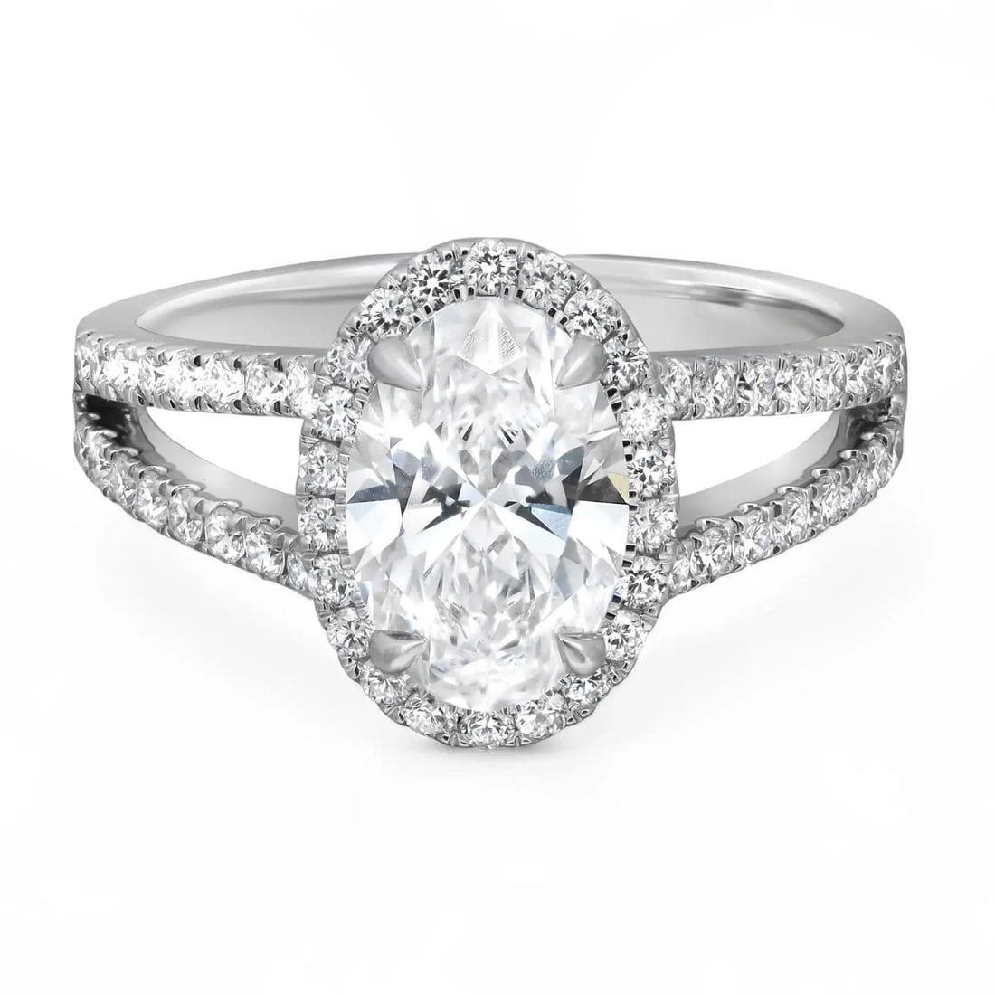 Rachel Koen 1.99Ctw Oval Cut Lab Grown Diamond Engagement Ring 14K White Gold (1 of 6)