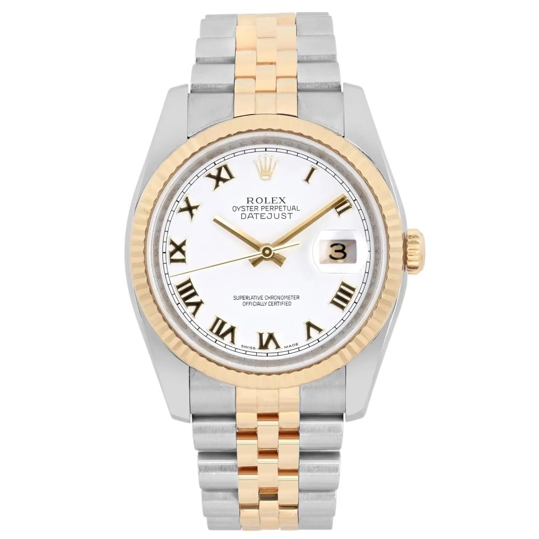 Rolex Datejust 36mm Automatic Watch 116233 Gold Steel White Dial (1 of 7)