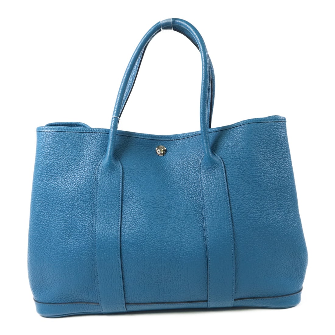 HERMES Garden Party PM Handbag Turquoise Calfskin PHW: HERMES Garden Party PM Handbag Turquoise Calfskin PHW Elevate your style with this exquisite HERMES Garden Party PM Handbag, crafted from premium Negonda leather that showcases a stunning turquoise hu