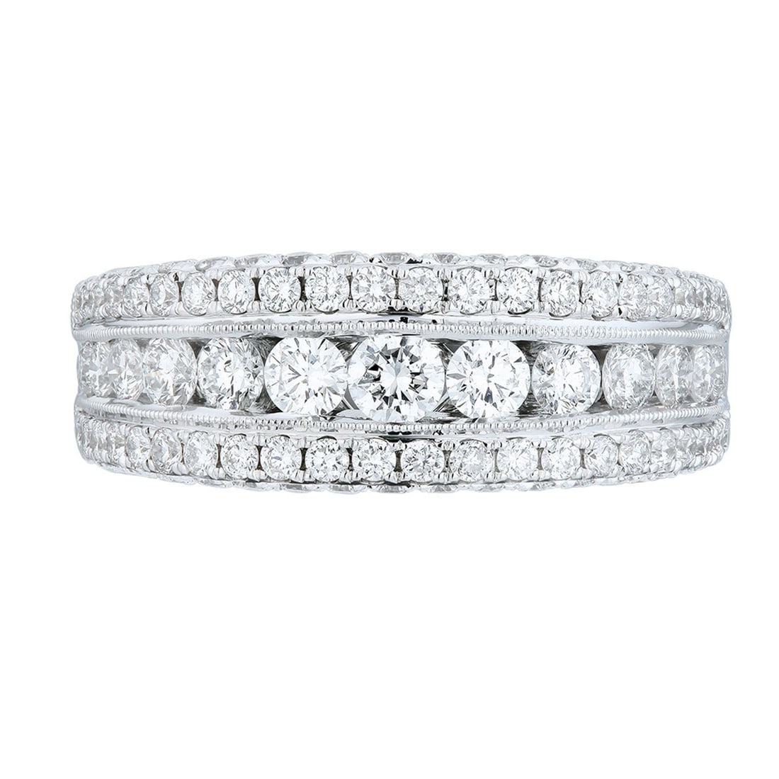 Rachel Koen 18K White Gold Pave Diamond Wedding Band 2.00cttw: Rachel Koen 18K White Gold Pave Diamond Wedding Band 2.00cttw Elevate your wedding celebration with this stunning Rachel Koen ladies' wedding band. Crafted from luxurious 18K white gold, this elegant