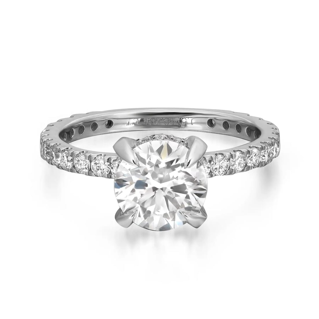 Rachel Koen 14K White Gold Round Cut Lab Grown Diamond Engagement Ring 1.51Cttw GIA Certified: Rachel Koen 14K White Gold Round Cut Lab Grown Diamond Engagement Ring 1.51Cttw GIA Certified This exquisite engagement ring showcases a stunning round cut lab-grown diamond, weighing 1.51 carats, set