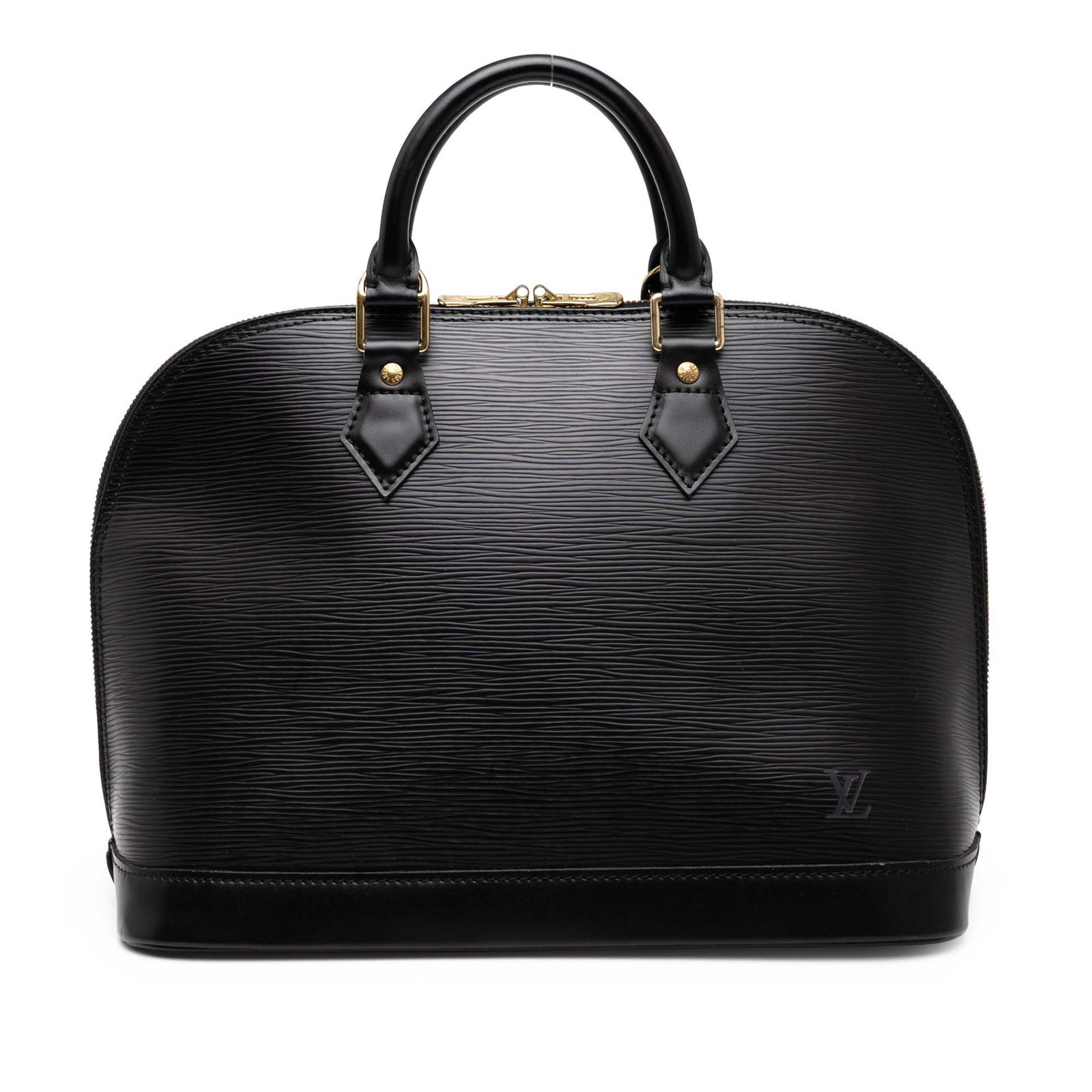 Louis Vuitton Epi Alma PM Black Leather Handbag: Louis Vuitton Epi Alma PM Black Leather Handbag The Louis Vuitton Epi Alma PM is an elegant handbag crafted from durable epi leather, showcasing a sophisticated black hue. This stylish piece features