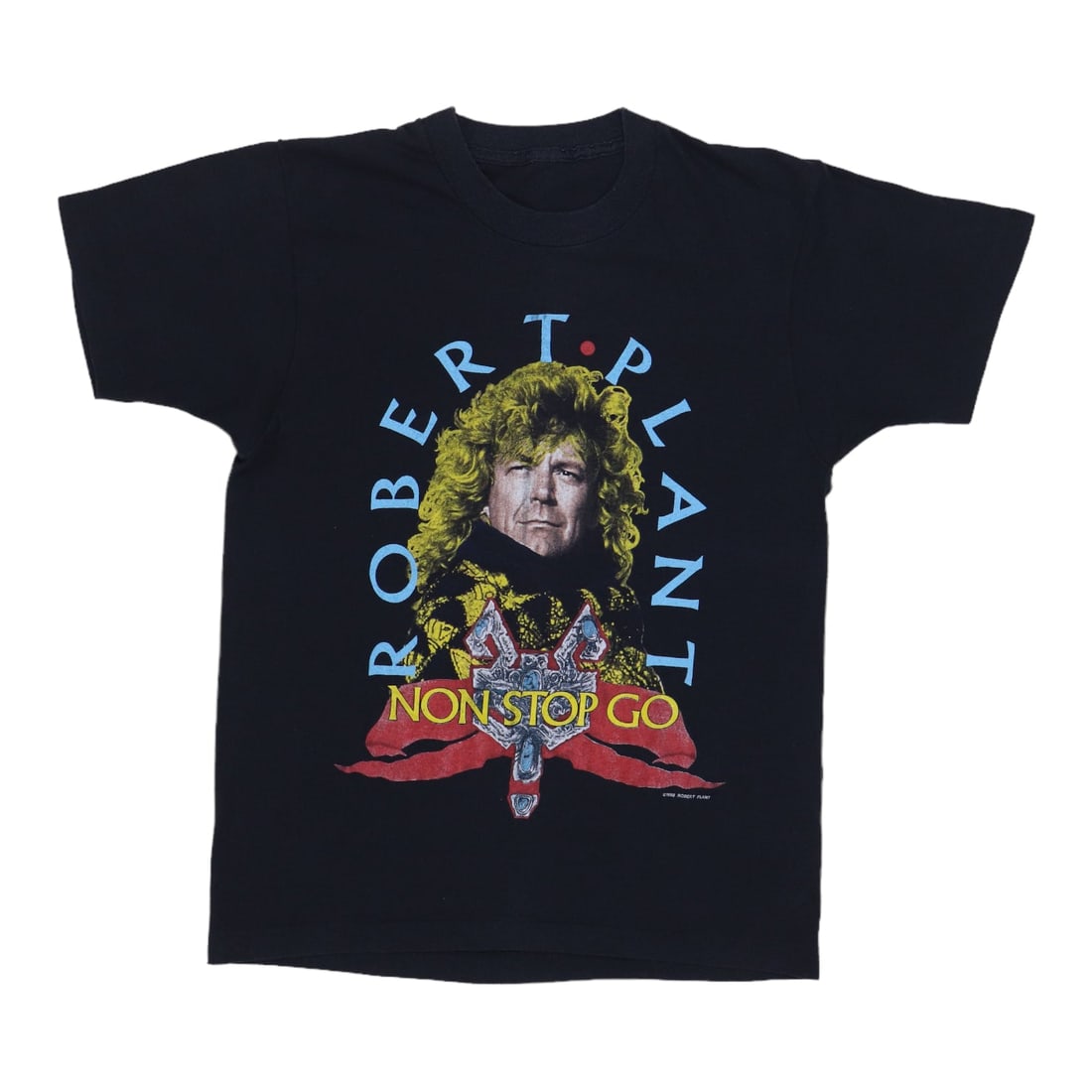 Vintage 1988 Robert Plant Non Stop Go Tour Shirt Black: Vintage 1988 Robert Plant Non Stop Go Tour Shirt Black Celebrate rock history with this original vintage 1988 Robert Plant Non Stop Go Tour Shirt. This authentic vintage piece features captivating fro
