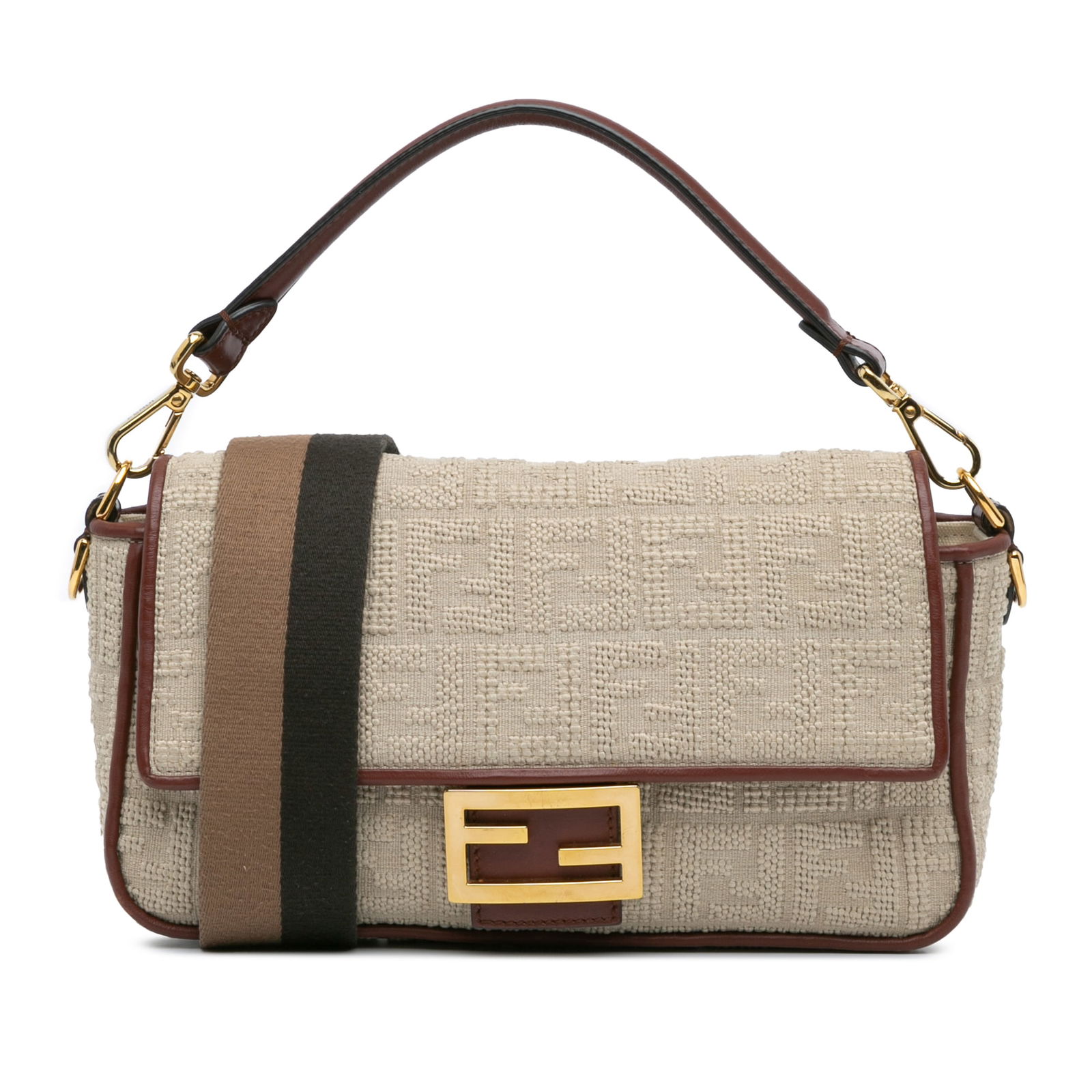 Fendi Zucca Embroidered Canvas Baguette Satchel Brown Fabric: Fendi Zucca Embroidered Canvas Baguette Satchel Brown Fabric This Fendi Zucca Embroidered Canvas Baguette Satchel is a stylish and functional accessory. Crafted from embroidered canvas with leather tr