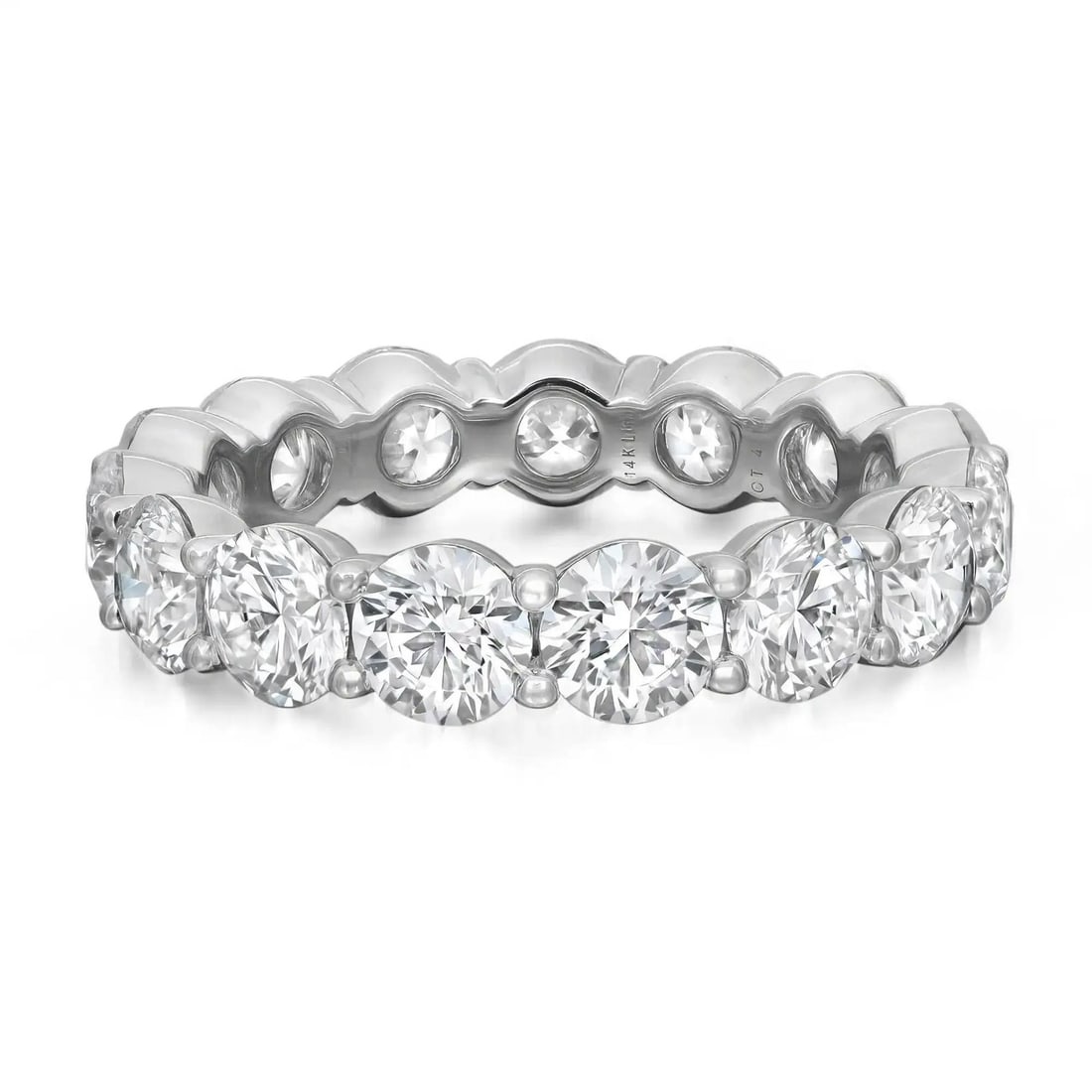 Rachel Koen 14K White Gold Lab Grown Diamond Eternity Band 3.13Ctw Size 6: Rachel Koen 14K White Gold Lab Grown Diamond Eternity Band 3.13Ctw Size 6 This exquisite Round Cut Lab Grown Diamond Eternity Band Ring is a stunning expression of love and commitment. Crafted from pr