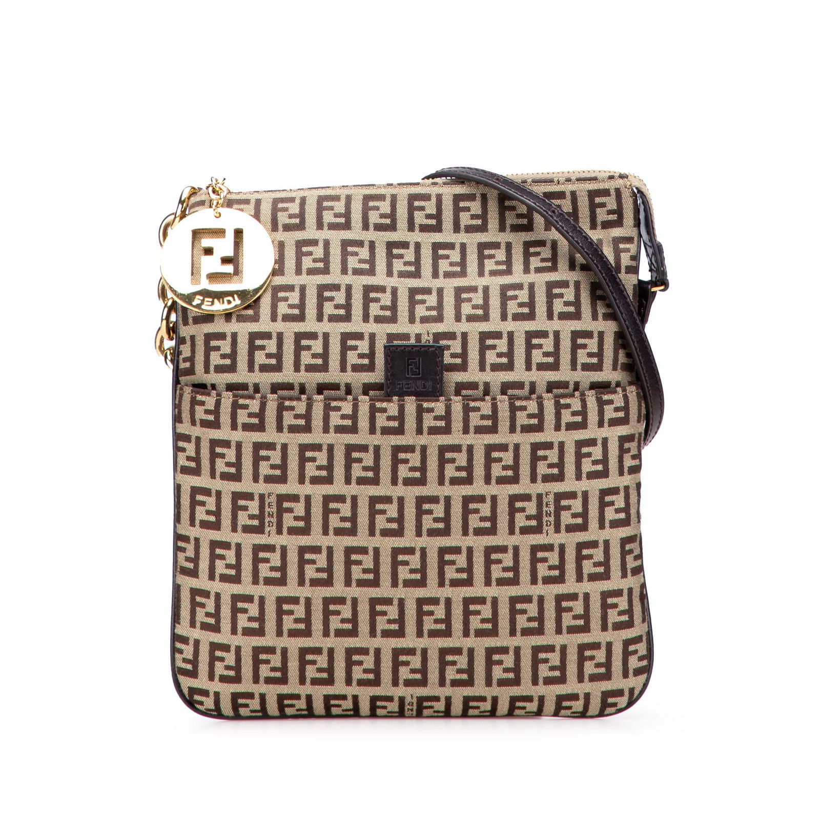 Fendi Zucchino Canvas Forever Crossbody Bag Brown Leather Trim: Fendi Zucchino Canvas Forever Crossbody Bag Brown Leather Trim The Fendi Zucchino Canvas Forever Crossbody is an elegant and practical accessory crafted from coated canvas with luxurious leather trim.