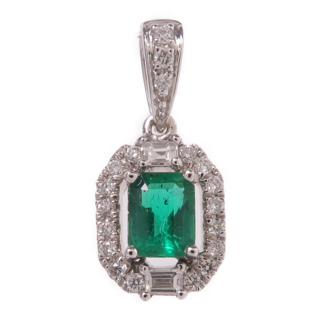 Emerald Diamond Pendant in 18K White Gold by JEWELRY (1 of 6)