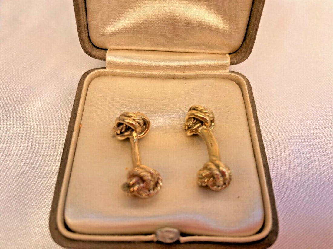 Vintage 14K Yellow Gold Italian Cufflinks with Box (1 of 7)