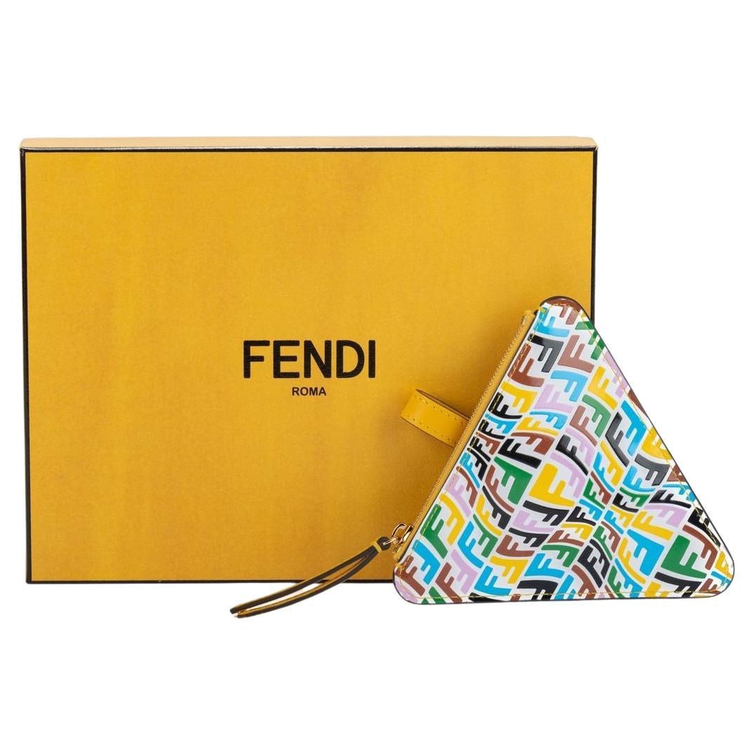 Fendi x Sarah Coleman Triangular Coin Purse Multicolor Bull Eye Pattern: Fendi x Sarah Coleman Triangular Coin Purse Multicolor Bull Eye Pattern This Fendi x Sarah Coleman Coin Purse showcases an eye-catching multicolor bull eye pattern on a unique triangular form. Crafted