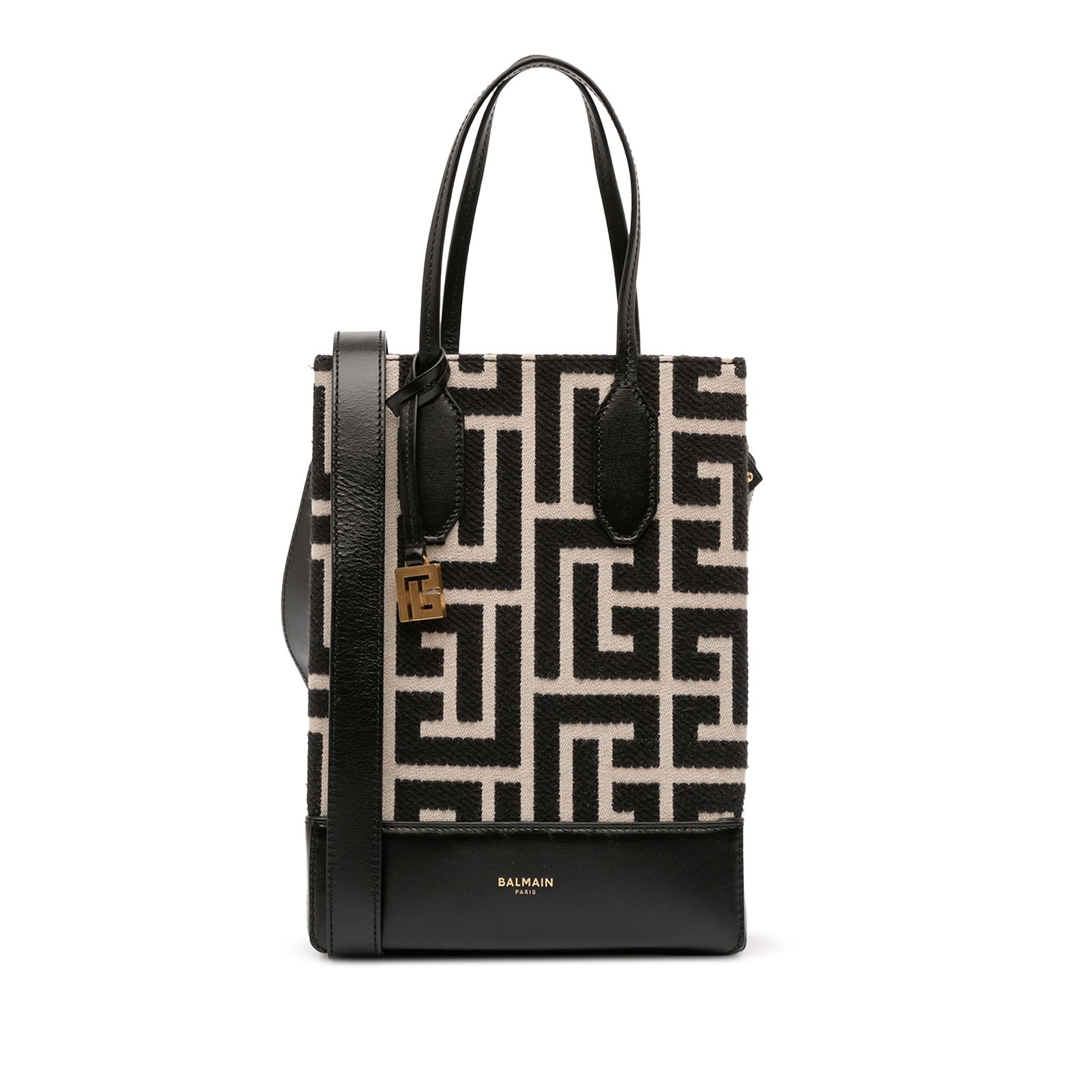 Balmain Maxi Monogram Jacquard Tote Bag Brown Fabric Italy: Balmain Maxi Monogram Jacquard Tote Bag Brown Fabric Italy The Balmain Maxi Monogram Jacquard North South Shopping Tote is a stylish and functional handbag crafted in Italy. This elegant tote features