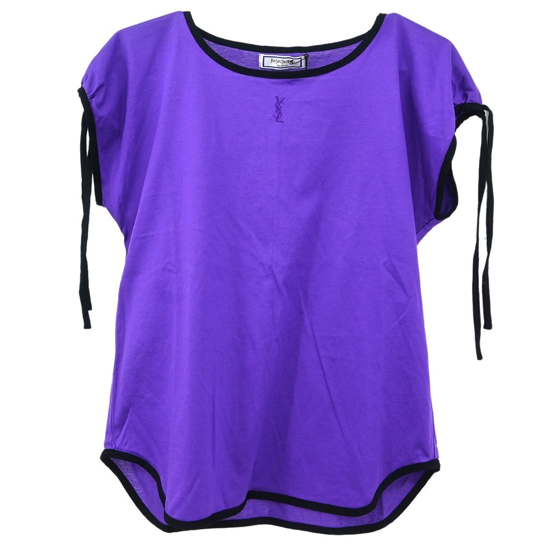 Yves Saint Laurent Purple Short Sleeve Top Logo Casual #M (1 of 10)