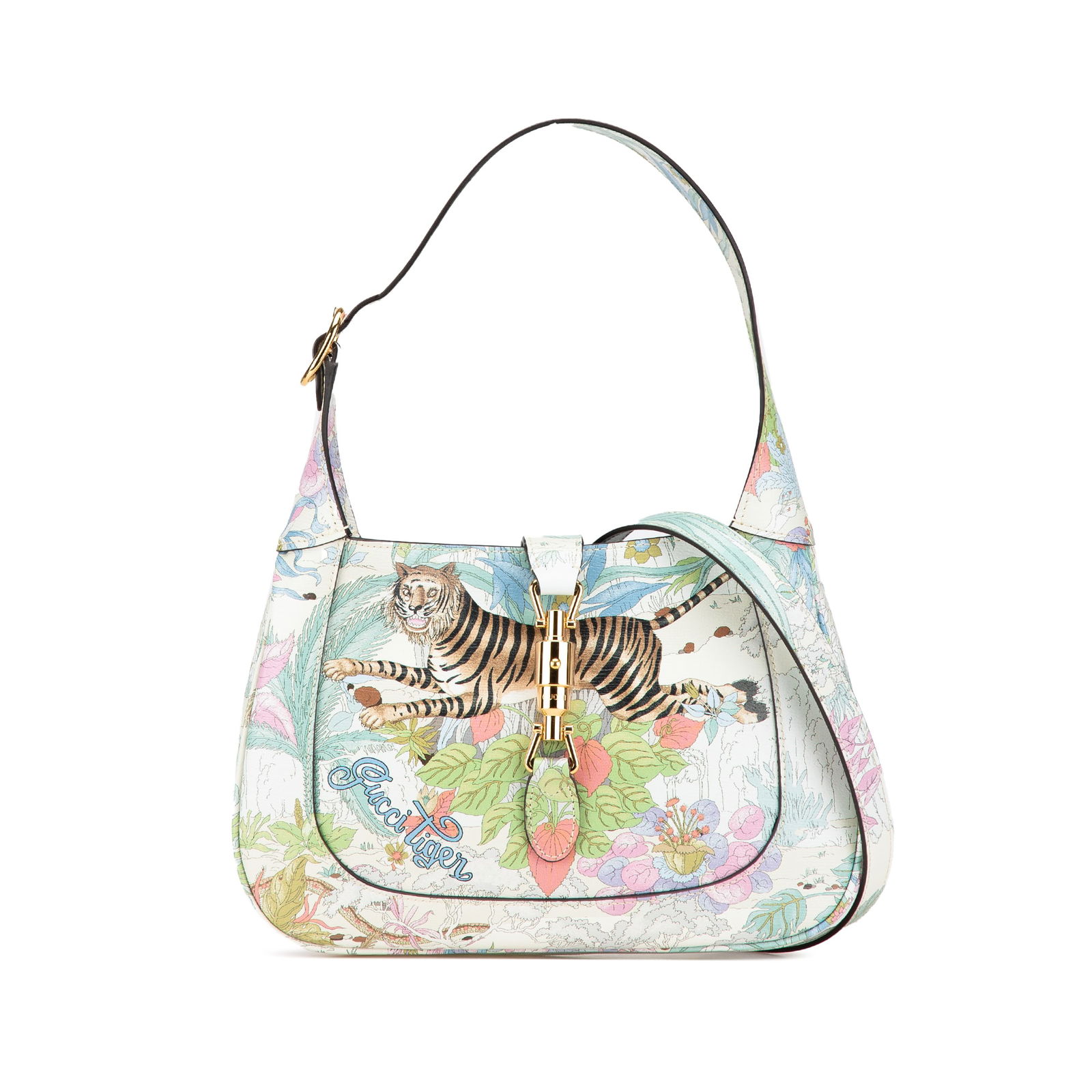 Gucci Yuko Higuchi Floral Print Jackie 1961 Leather Bag: Gucci Yuko Higuchi Floral Print Jackie 1961 Leather Bag Introducing the Gucci Yuko Higuchi Small Calfskin Floral Print Jackie 1961, a stylish bag that captures the essence of luxury craftsmanship. Thi