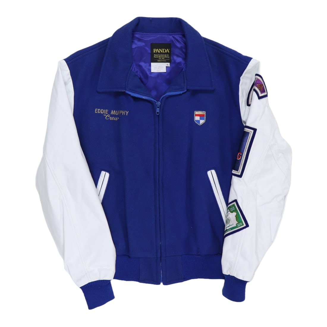 1990s Eddie Murphy Vintage Panda Jacket Leather Cotton White (1 of 6)