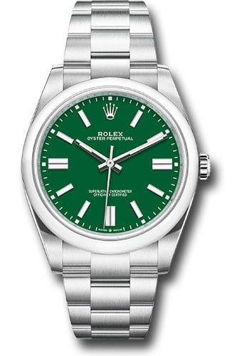 Rolex Oyster Perpetual 124300 Green Index Dial 2022 New Style Warranty: Rolex Oyster Perpetual 124300 Green Index Dial 2022 New Style Warranty Experience the luxury of the Rolex Oyster Perpetual featuring a striking green index dial. This exquisite timepiece is designed f