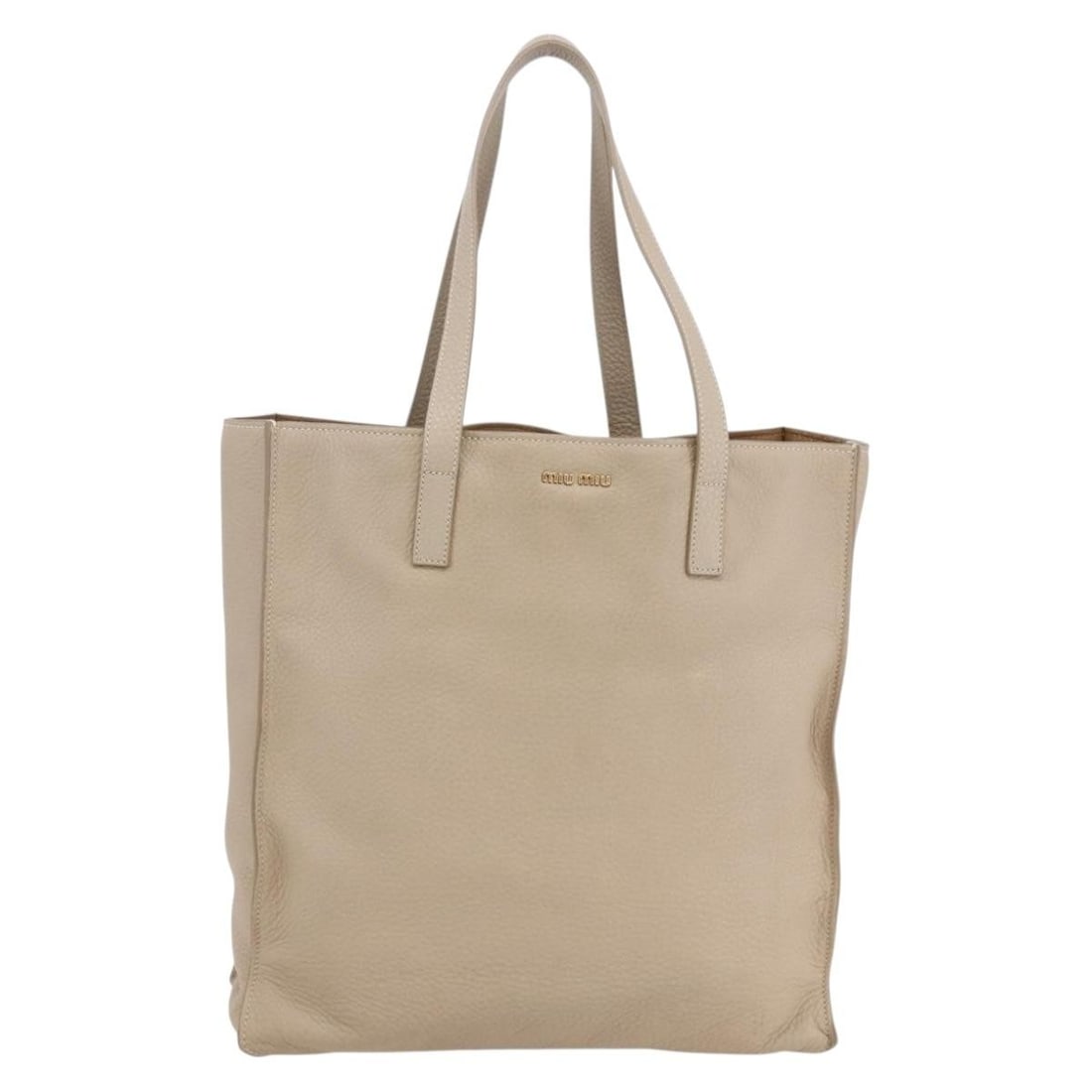 Miu Miu Beige Leather Tote Bag AM9332V with Dust Bag: Miu Miu Beige Leather Tote Bag AM9332V with Dust Bag This Miu Miu Tote Bag is crafted from luxurious beige leather, exuding elegance and sophistication. Perfect for everyday use, it features a spaciou