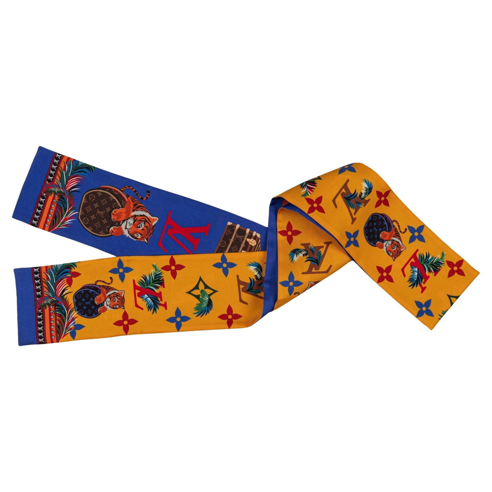 Louis Vuitton Precious Tiger Silk Bandeau 47 in Italy: Louis Vuitton Precious Tiger Silk Bandeau 47 in Italy Elevate your accessory collection with this exquisite Louis Vuitton silk bandeau featuring the striking "Precious Tiger" design. Perfect for addin