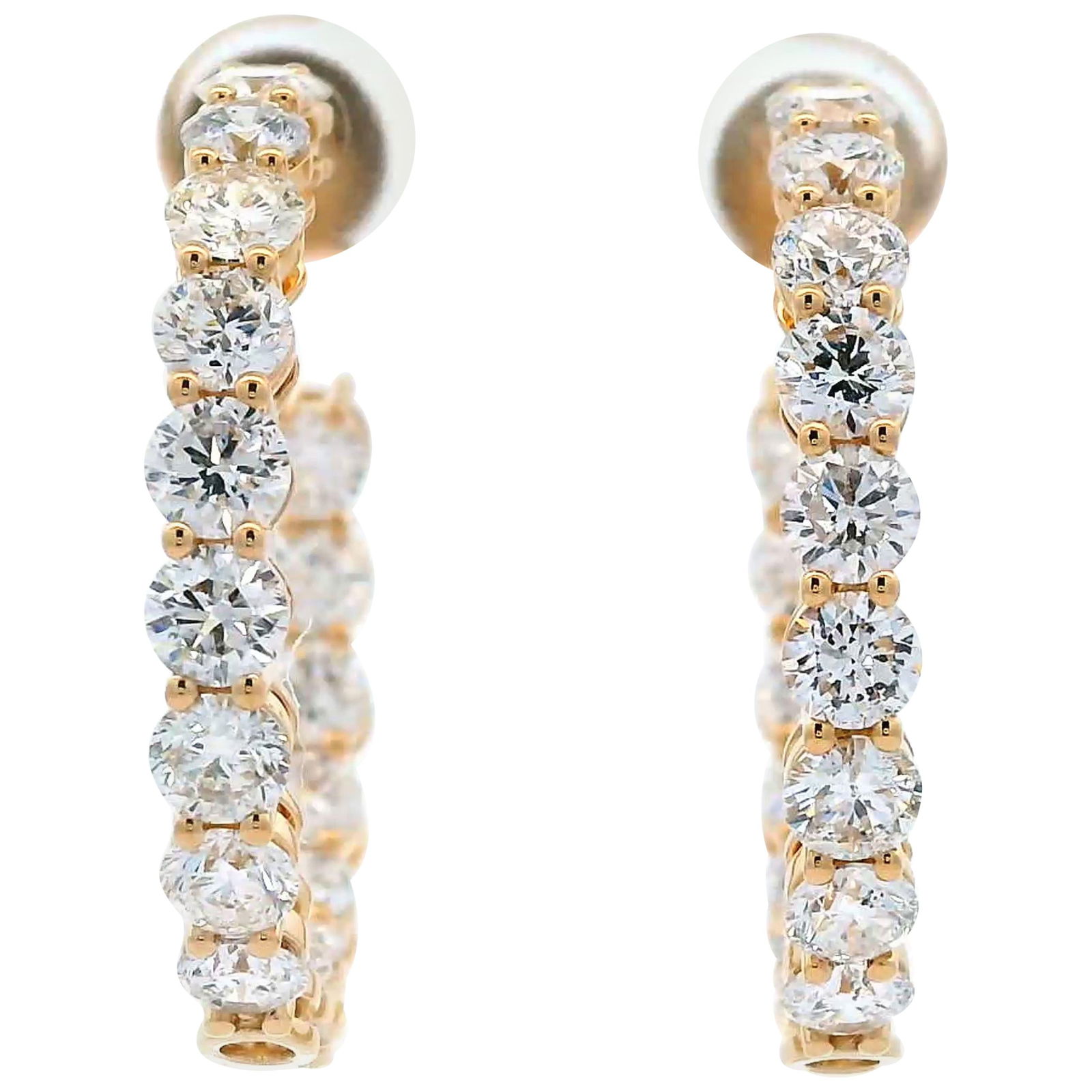 7.56ct Round Diamond Hoop Earrings 18k Gold: 7.56ct Round Diamond Hoop Earrings 18k Gold Elevate your elegance with these stunning 7.56ct Round Diamond Hoop Earrings, crafted in luxurious 18k Yellow Gold. Featuring 36 round brilliant diamonds to