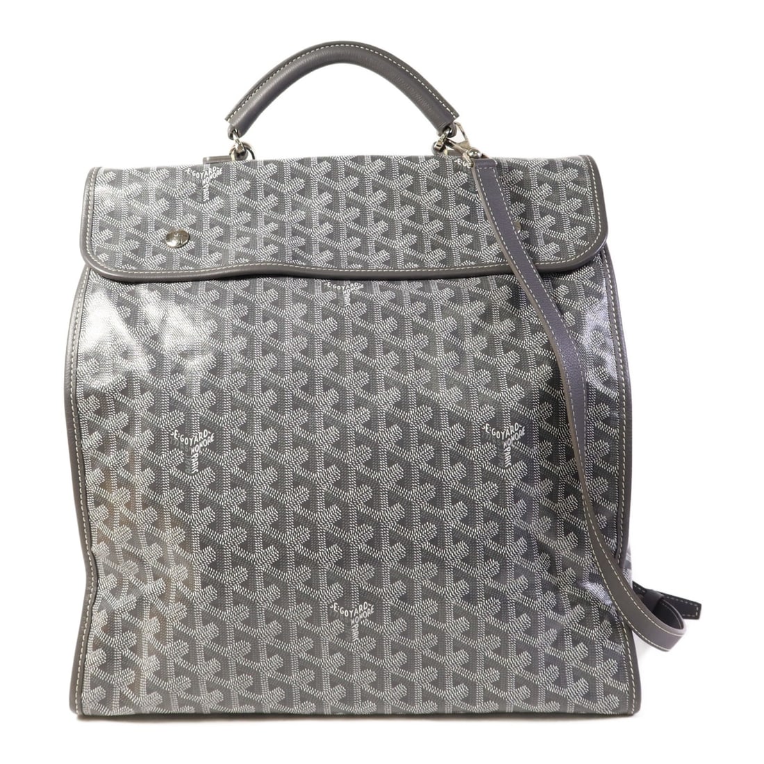 GOYARD Saint Leger Gray Rucksack Backpack PVC Coated Canvas: GOYARD Saint Leger Gray Rucksack Backpack PVC Coated Canvas Introducing the GOYARD Saint Leger Rucksack Backpack, a stylish blend of functionality and luxury. Crafted from durable PVC coated canvas,
