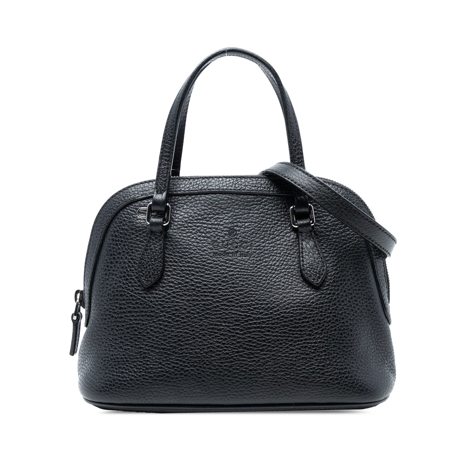 Gucci Mini Leather Dome Satchel Black Leather Italy: Gucci Mini Leather Dome Satchel Black Leather Italy The Gucci Mini Leather Dome Satchel is a chic and stylish accessory crafted from high-quality leather. This satchel features a sleek leather body,
