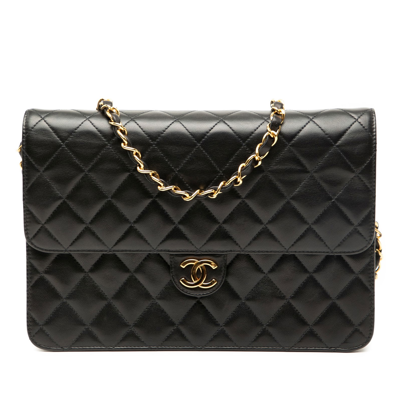 Chanel Medium CC Quilted Black Lambskin Single Flap Bag (1 of 9)