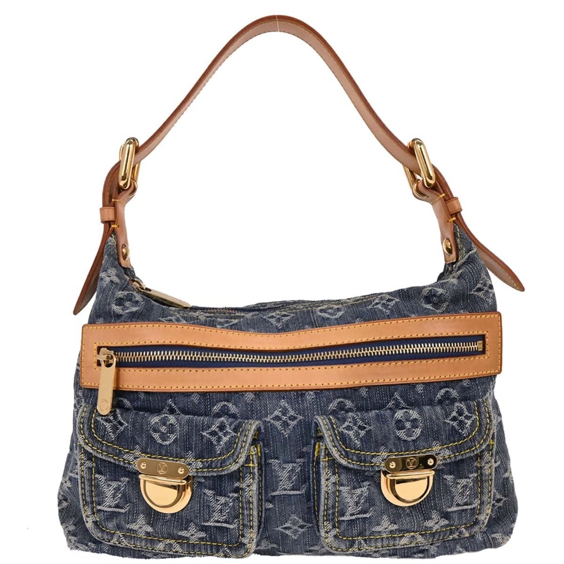 Louis Vuitton Blue Monogram Denim Baggy PM Shoulder Bag M95049: Louis Vuitton Blue Monogram Denim Baggy PM Shoulder Bag M95049 This Louis Vuitton Blue Monogram Denim Baggy PM Shoulder Bag is a stylish accessory perfect for casual occasions. The bag features a stri