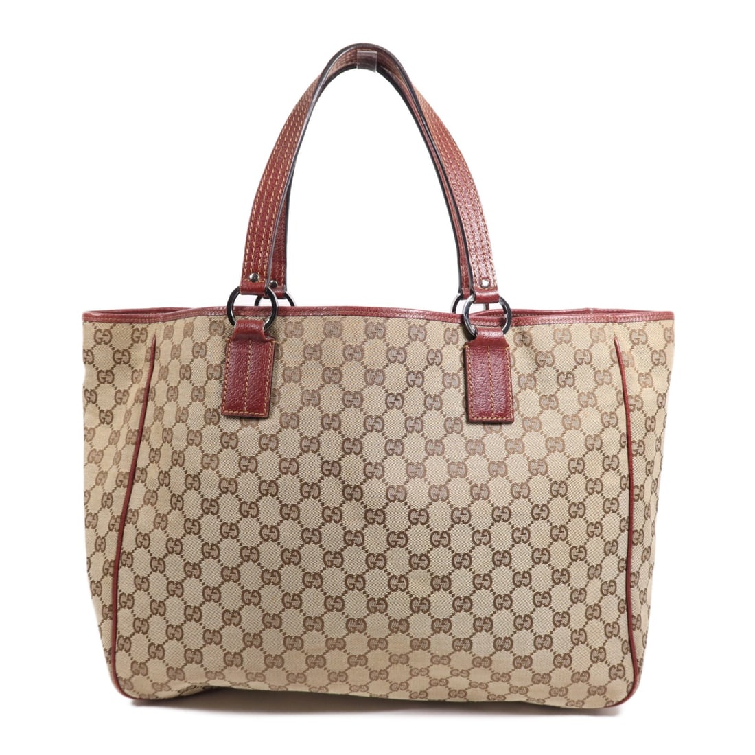 GUCCI GG Canvas Tote Bag Brown Red 113022 SHW Italy (1 of 18)