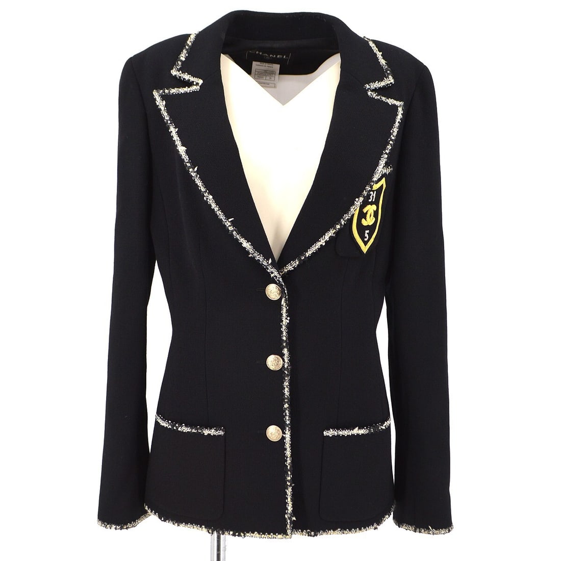 Chanel 05C Black Vintage Wool Single Breasted Long Sleeve Jacket (1 of 14)