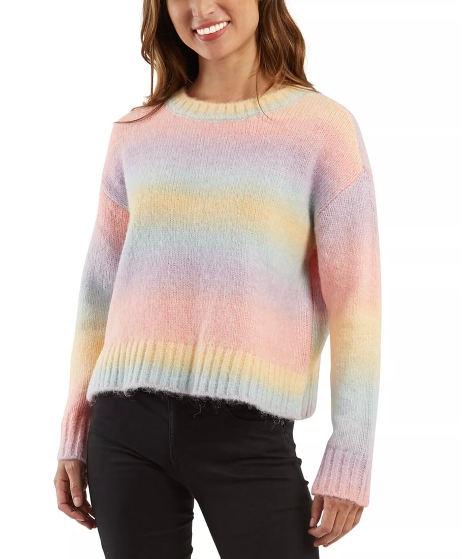 BCX Colorful Multi-Stripe Pullover Sweater Women's M: BCX Colorful Multi-Stripe Pullover Sweater Women's M Embrace vibrant style with this multi-stripe sweater from BCX, perfect for any casual occasion. This colorful pullover features a trendy striped pa