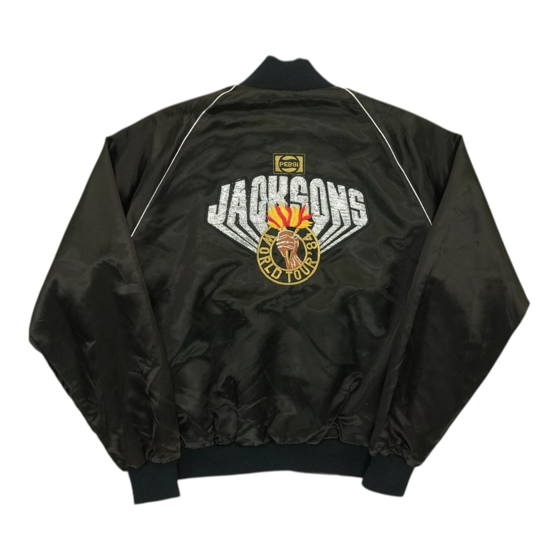 Vintage 1984 Jacksons Victory Tour Satin Jacket Black (1 of 4)