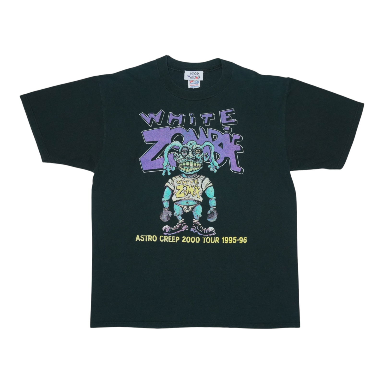 Vintage 1996 White Zombie Astro Creep Tour T-Shirt Black: Vintage 1996 White Zombie Astro Creep Tour T-Shirt Black Embrace the nostalgia of the 90s with this original vintage 1996 White Zombie Astro Creep Tour Shirt. Made from 100% cotton, this black shirt f